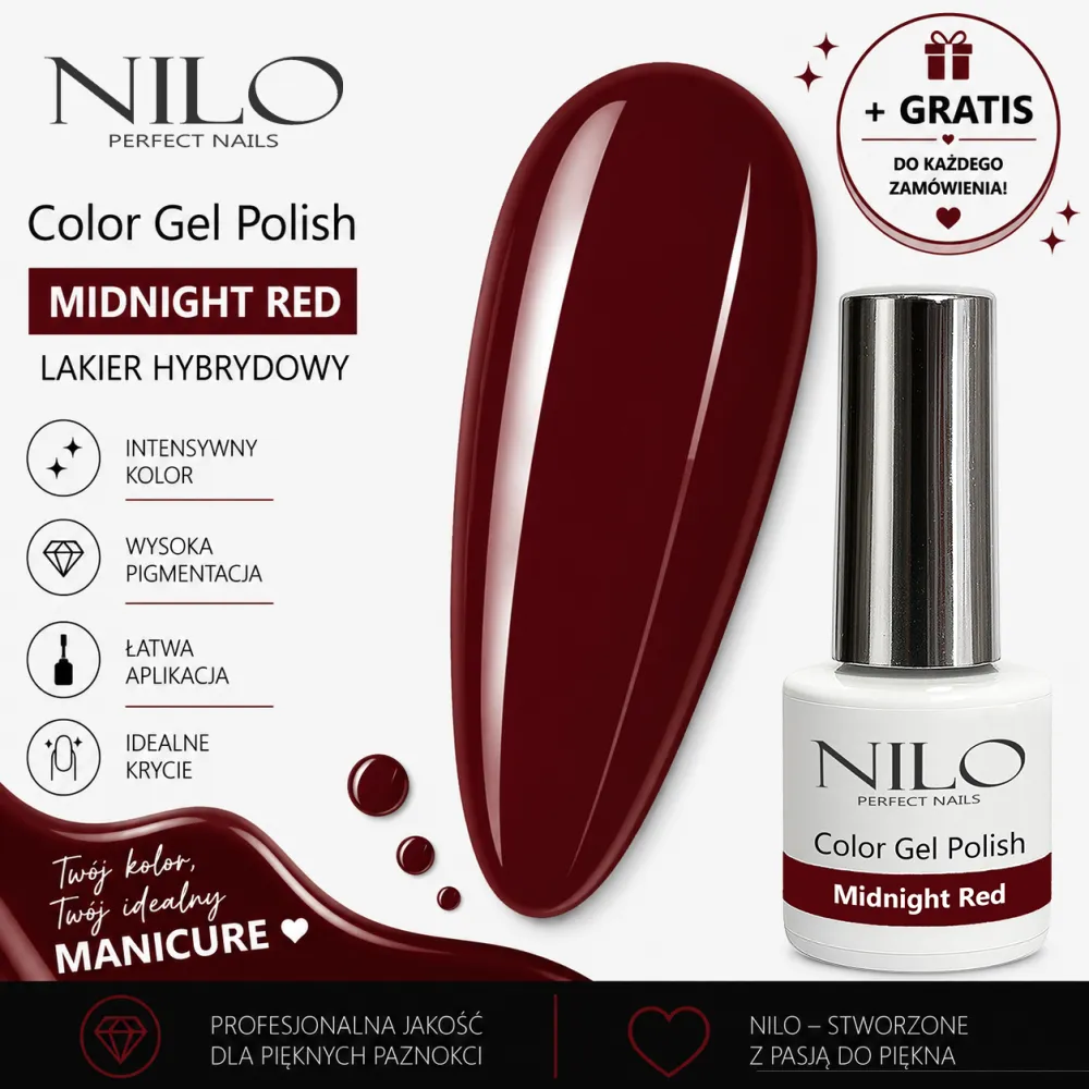 Lakier Hybrydowy Midnight Red – NILO no.166